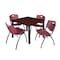 Kee Kee Square Table & Chair Set, 36 W, 36 L, 29 H, Wood, Metal, Plastic Top TB3636MHBPBK47BY - alternate 1